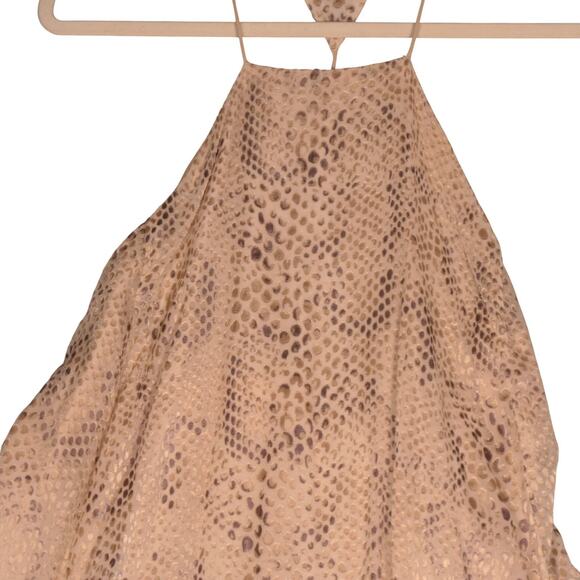 Silence Noise Anthropologie Dress Womens S Beige Metallic Animal Halter Mini - Picture 3 of 13
